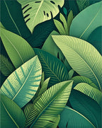 Vibrant Green Tropical Leaf Pattern Rug