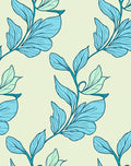 Aqua Blue Botanical Leaf Pattern Rug