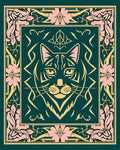 Vintage Cat Floral Frame Rug
