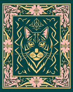 Vintage Cat Floral Frame Rug