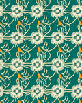 Green Floral Vine Stylized Pattern Rug