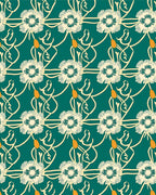 Green Floral Vine Stylized Pattern Rug