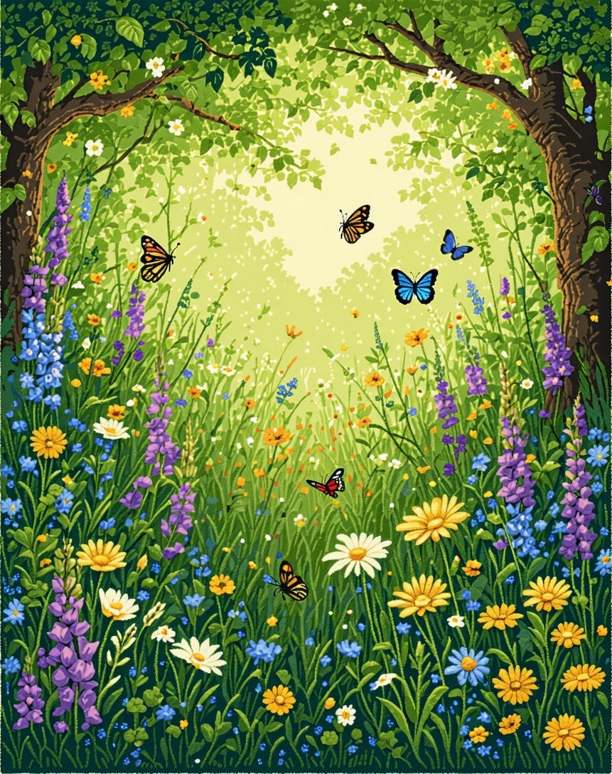 Enchanted Forest Butterfly Meadow Design Rug