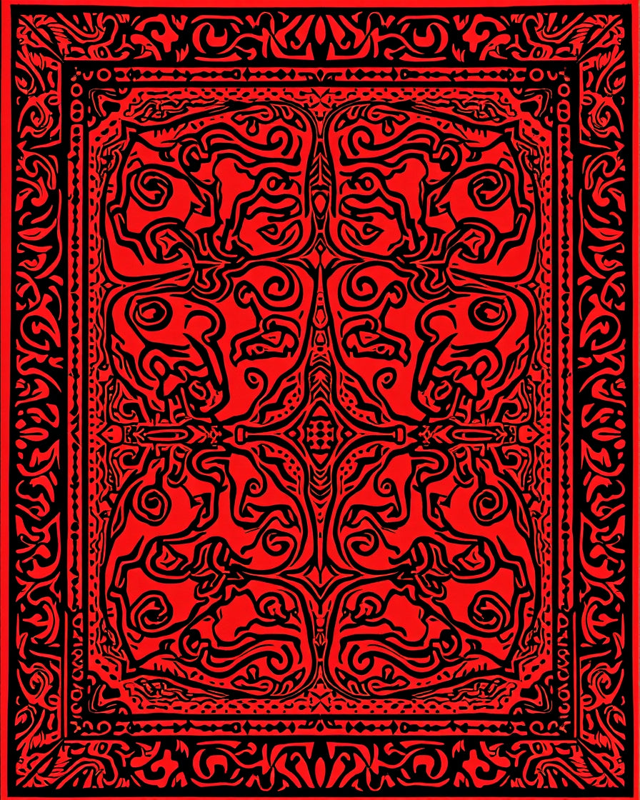 Bold Tribal Animal Red Black Pattern Rug