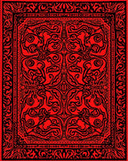 Bold Tribal Animal Red Black Pattern Rug