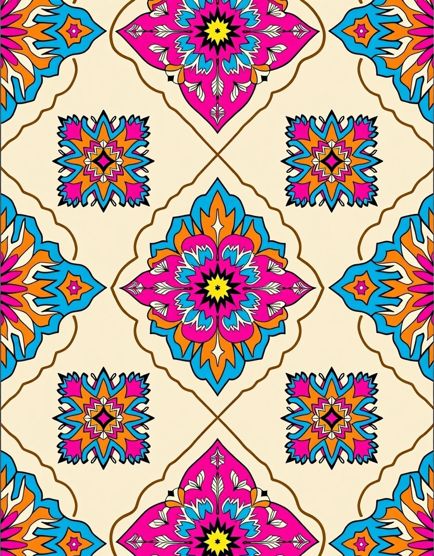 Colorful Floral Mandala Pattern Rug