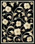 Elegant Floral Vine Botanical Pattern Rug