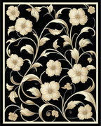 Elegant Floral Vine Botanical Pattern Rug
