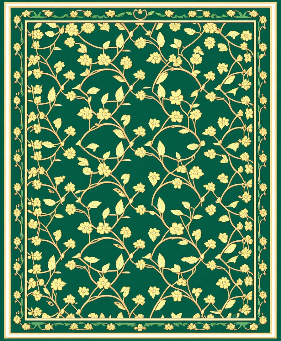 Ornate Botanical Lattice Design Rug