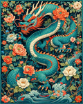 Dragon Flower Garden Pattern Design Rug