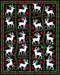 White Stag Red Floral Border Rug