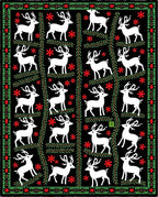 White Stag Red Floral Border Rug