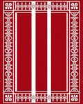 Rich Scarlet Geometric Border Stripe Rug