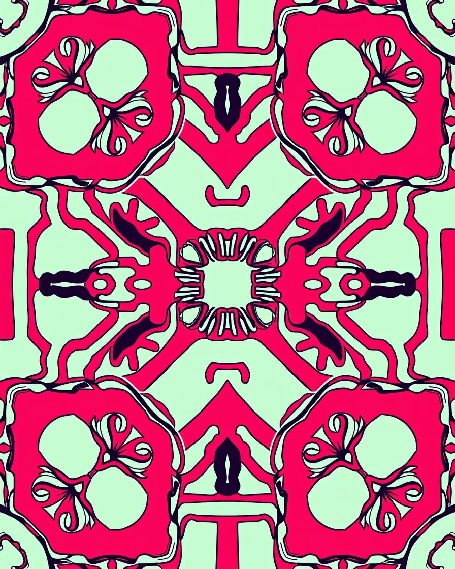 Bold Pink Geometric Floral Pattern Rug