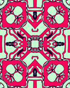 Bold Pink Geometric Floral Pattern Rug