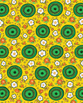 Green Circular Floral Pattern Rug