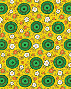 Green Circular Floral Pattern Rug