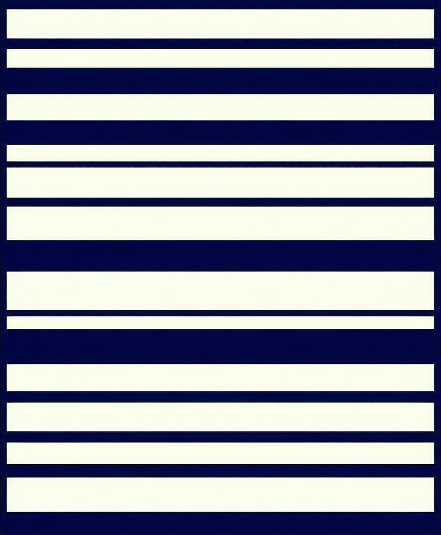 Classic Navy Ivory Stripe Pattern Rug