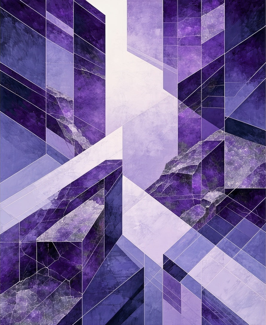 Modern Purple Geometric Crystal Pattern Rug