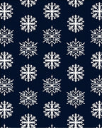 White Snowflake Navy Blue Repeat Rug