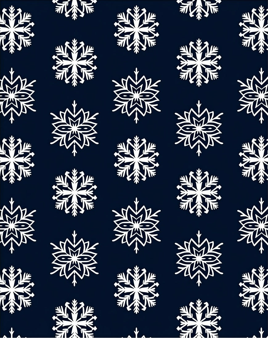 White Snowflake Navy Blue Repeat Rug