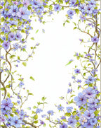 Delicate Lavender Floral Vine Pattern Rug