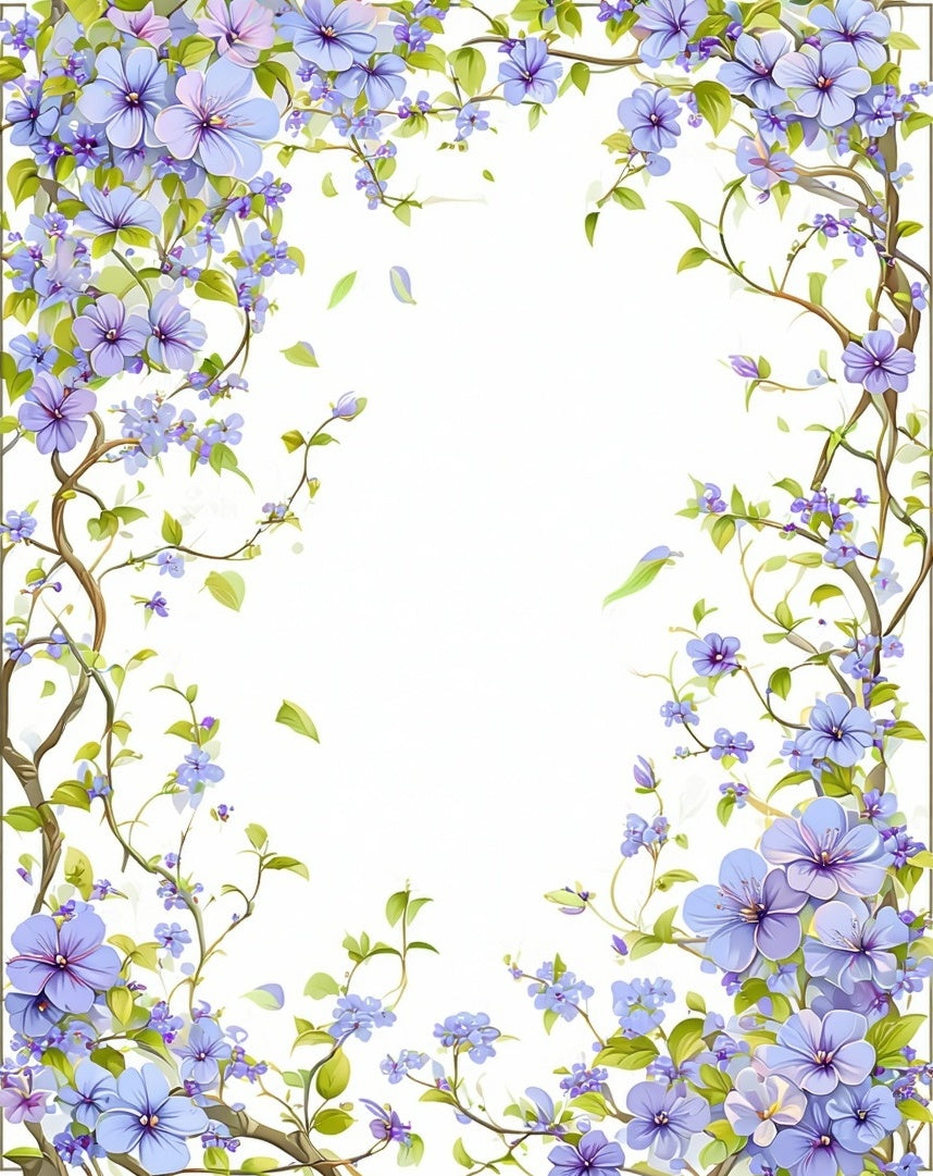 Delicate Lavender Floral Vine Pattern Rug