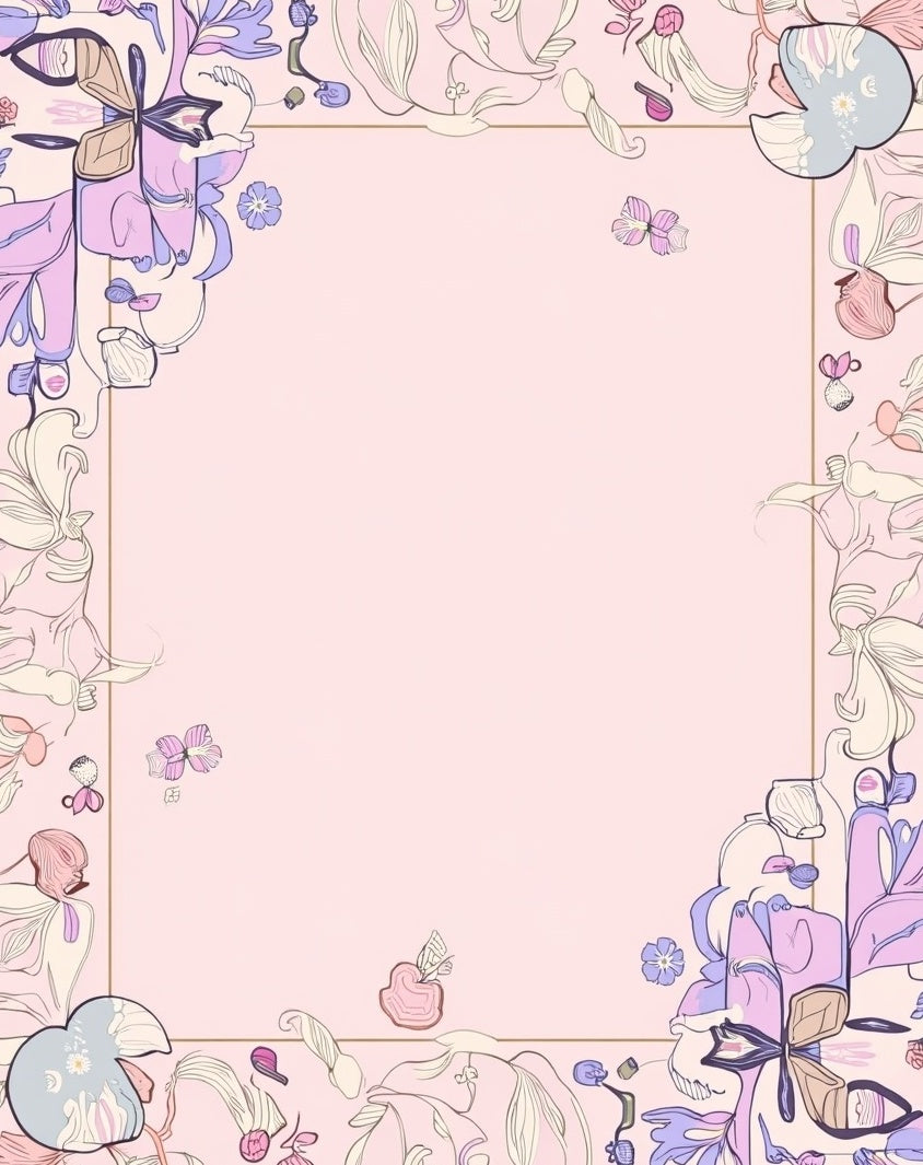 Whimsical Floral Outline Pattern Rug
