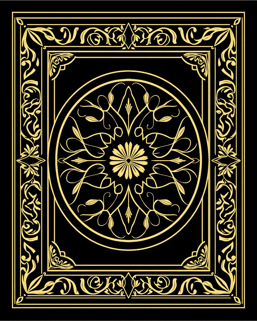 Elegant Gold Floral Medallion Ornamental Rug
