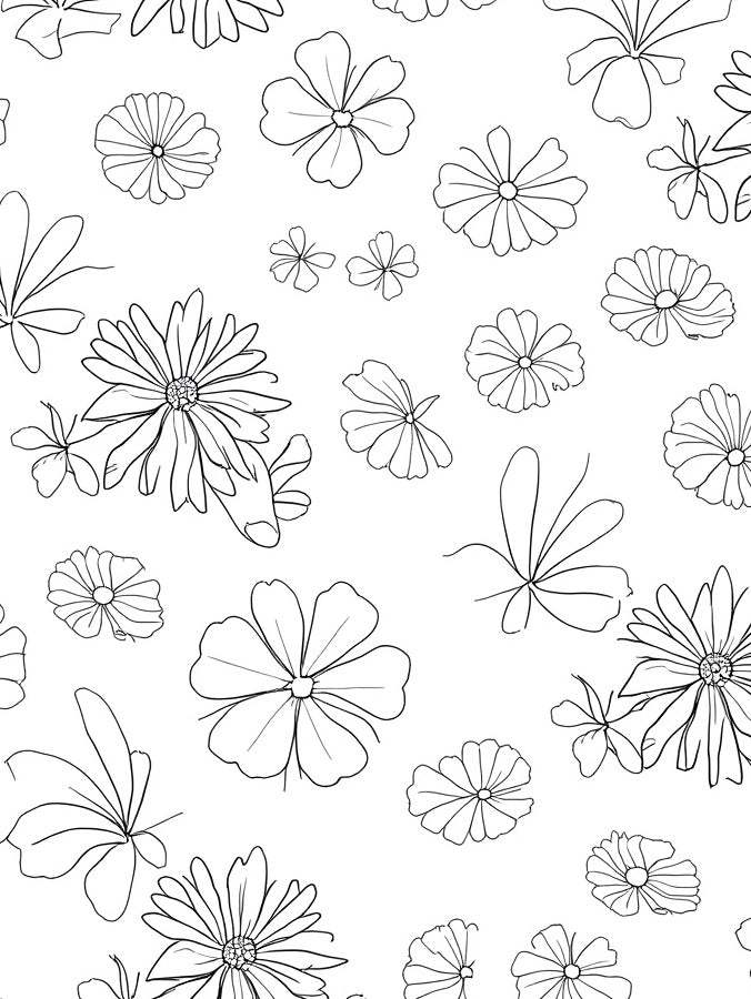 Line Art Floral Pattern Rug