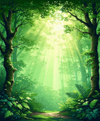 Lush Forest Daylight Rays Design Rug