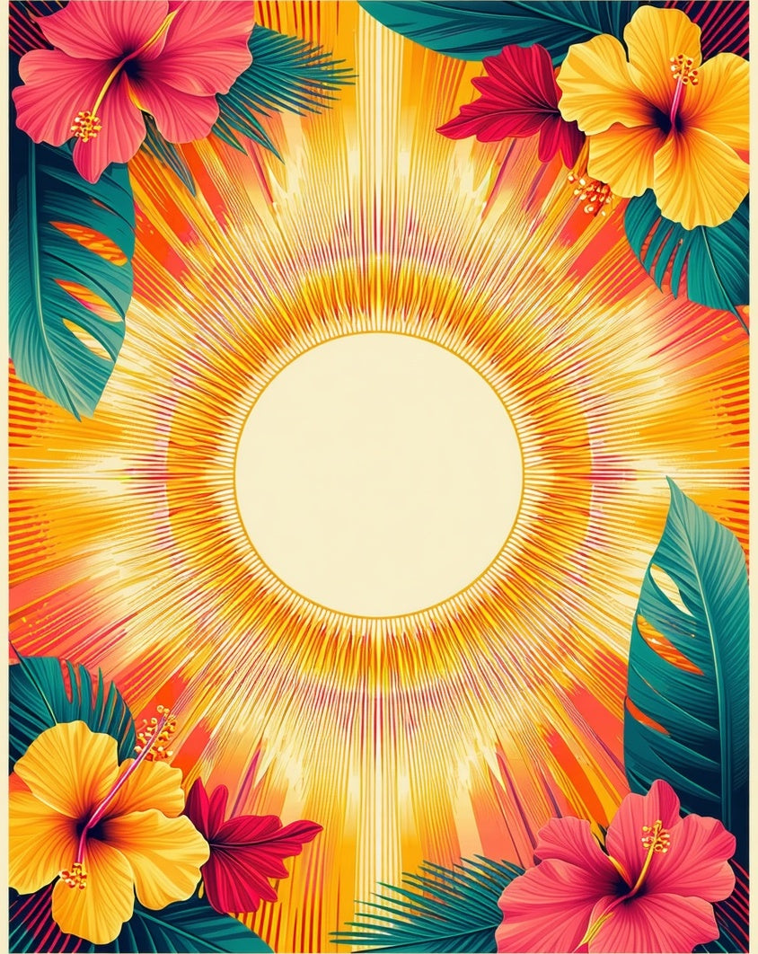 Vibrant Tropical Sun Floral Burst Rug