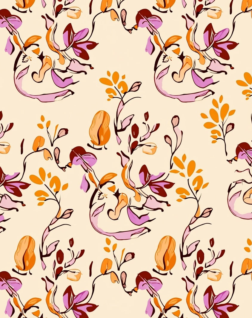 Whimsical Floral Abstract Pattern Rug