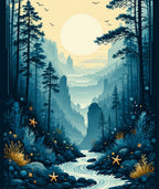 Mysterious Forest River Nature Scene Rug