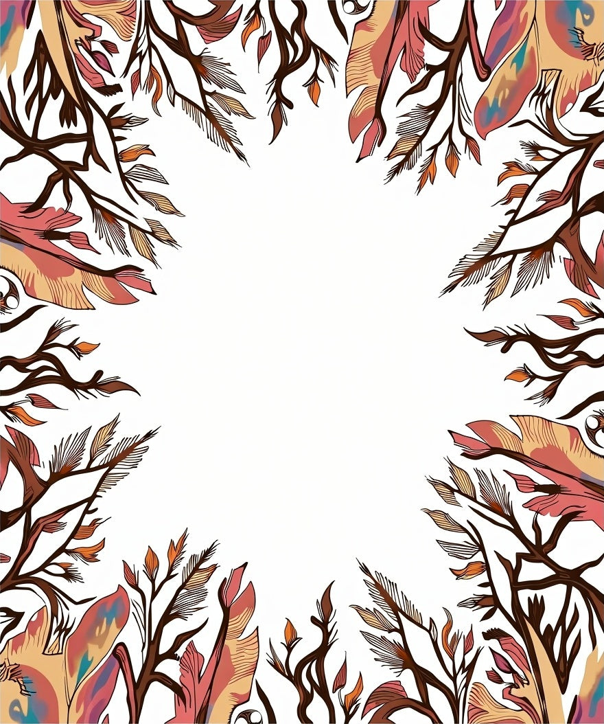 Art Nouveau Coral Foliage Border Rug
