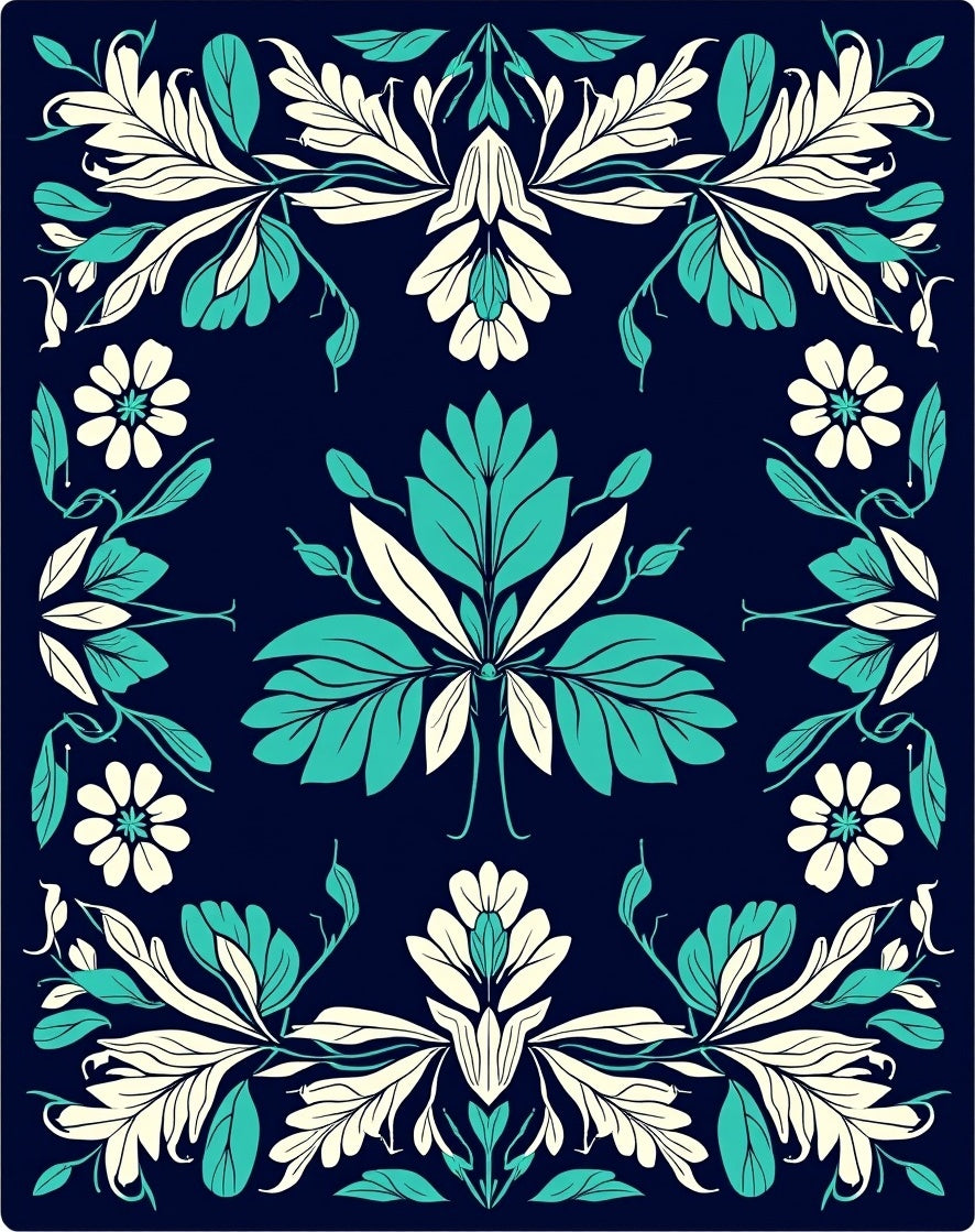 Art Nouveau Floral Symmetry Rug