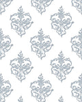 Classic Scroll Damask White Gray Rug