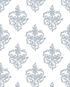 Classic Scroll Damask White Gray Rug