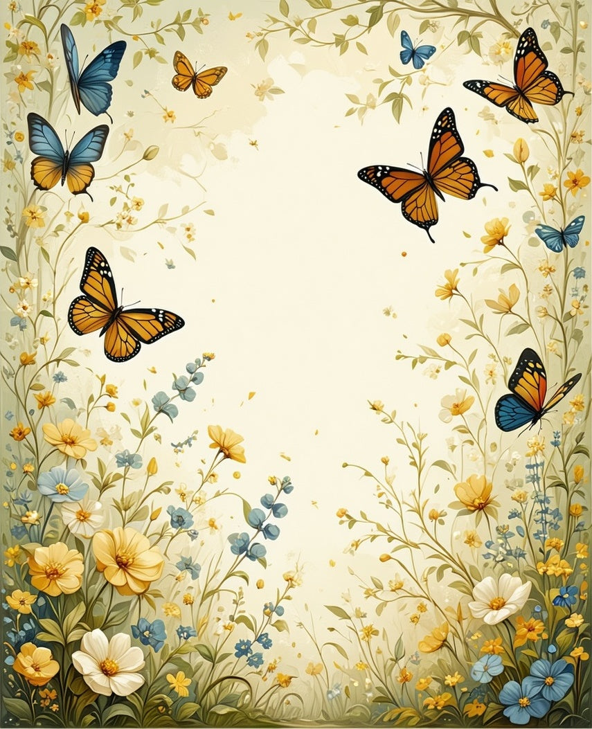 Whimsical Butterfly Floral Garden Pattern Rug