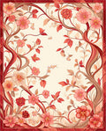 Floral Vine Red Cream Pattern Rug