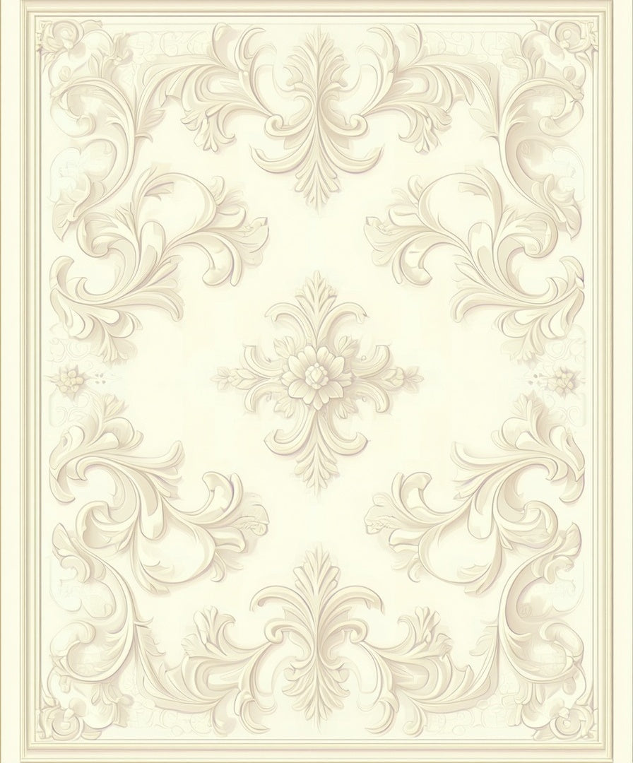 Elegant Ornate Floral Scrolls Rug