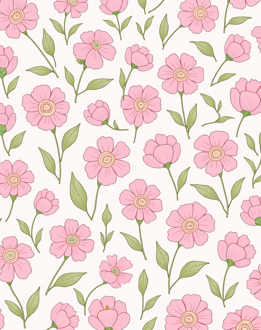 Pink Floral Garden Pattern Rug