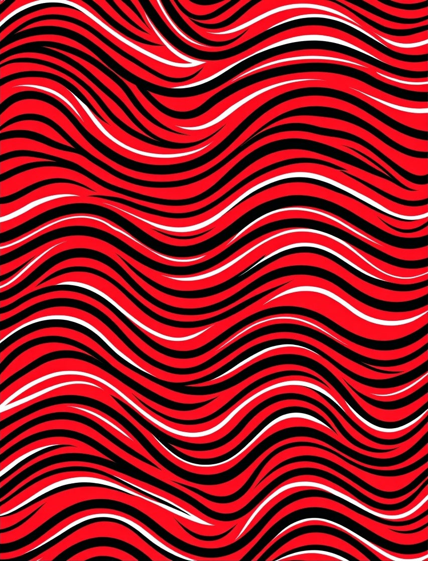 Bold Red Abstract Wave Pattern Rug