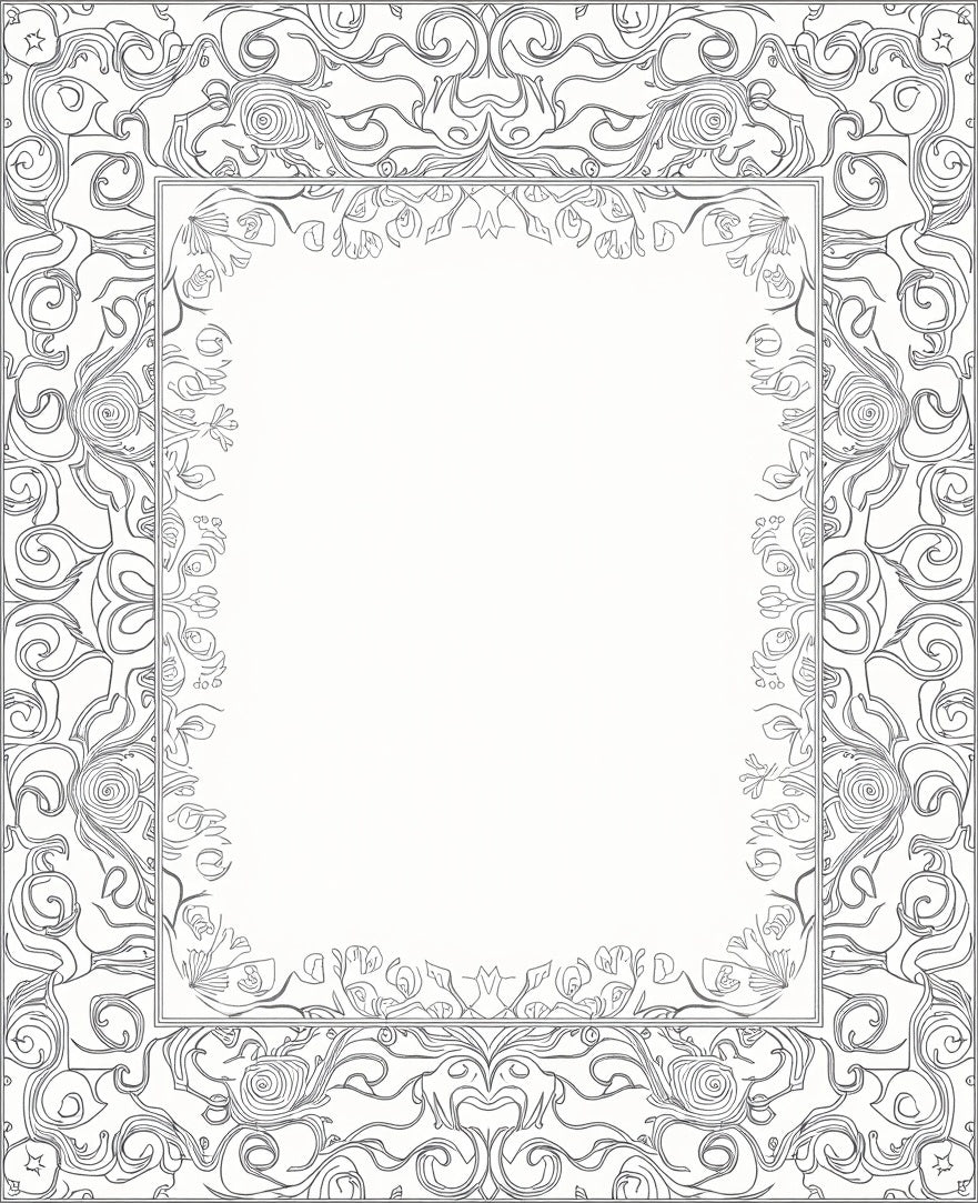 Ornate Floral Swirl Contour Design Rug