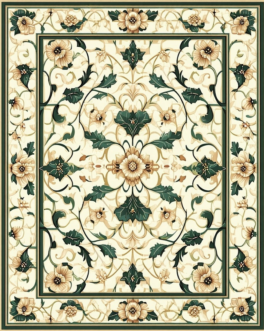 Elegant Floral Vine Pattern Rug