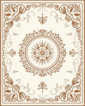 Brown Floral Scrollwork Mandala Design Rug