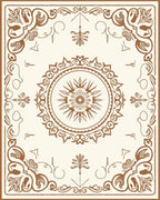 Brown Floral Scrollwork Mandala Design Rug