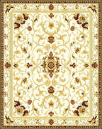 Ornate Floral Scrollwork Cream Gold Rug