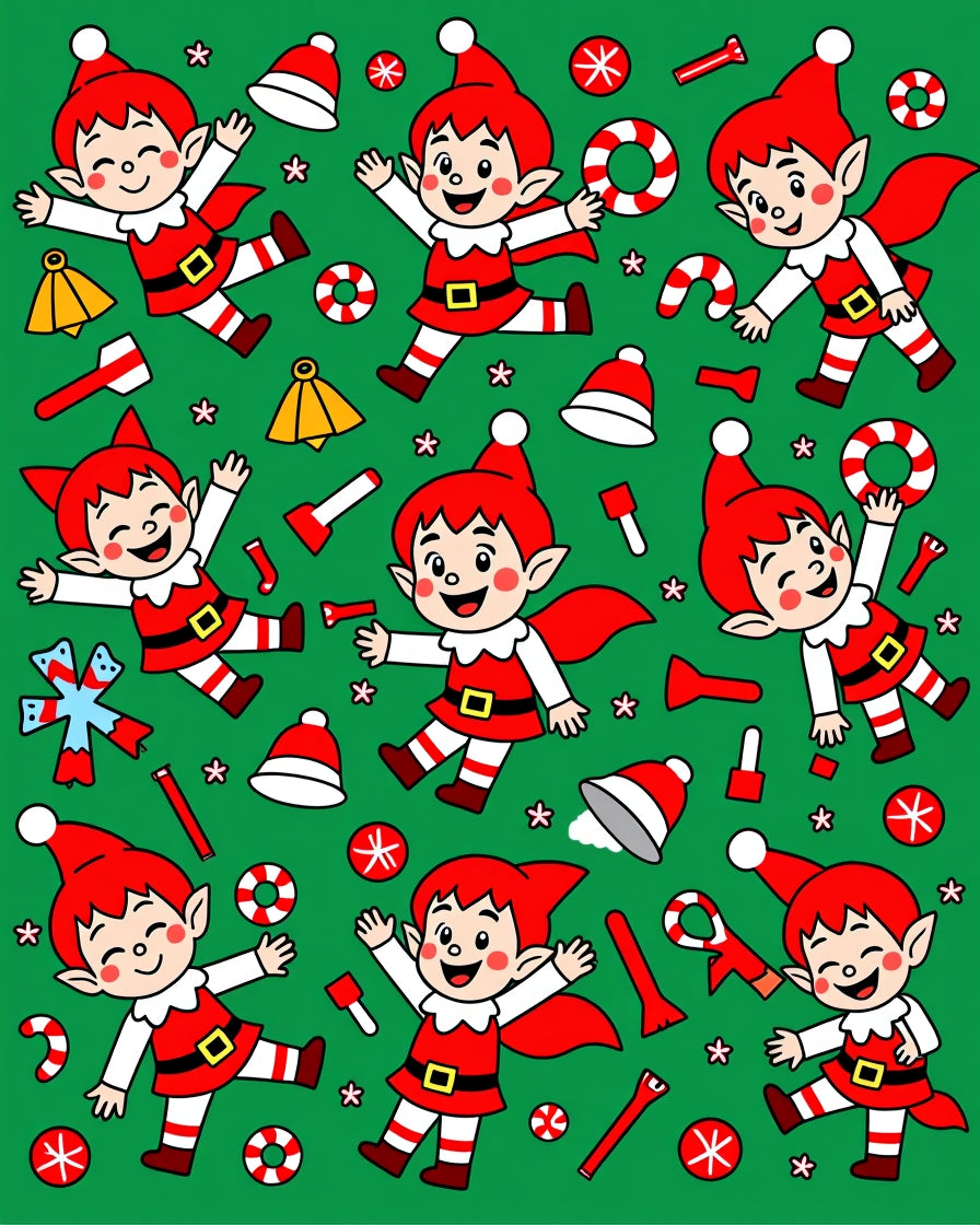 Festive Red Elf Christmas Celebration Rug