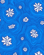 Whimsical White Flowers On Blue Swirls Rug
